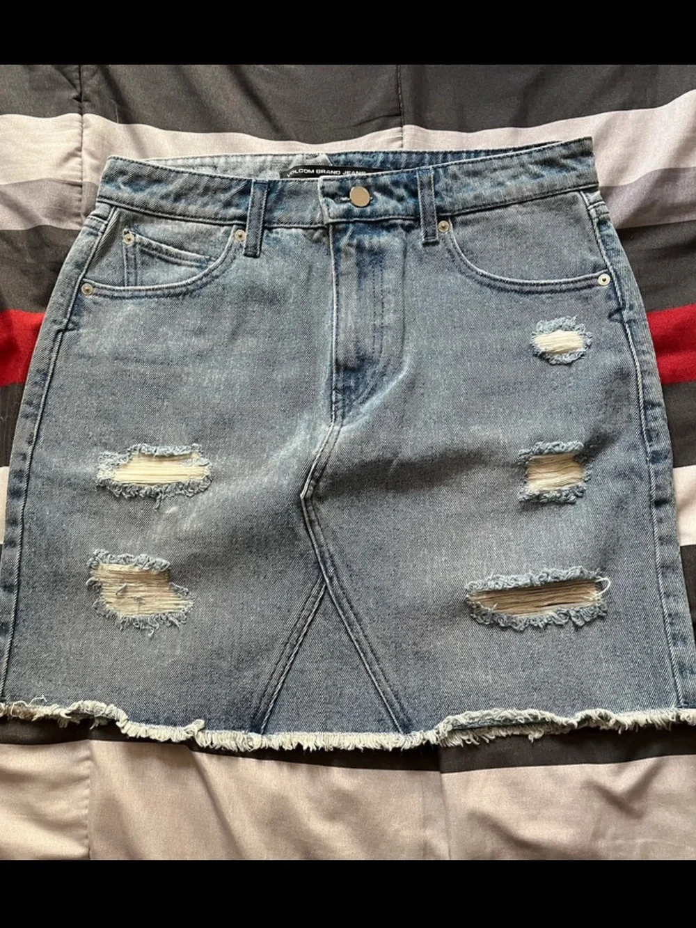 Light Blue Volcom Denim Mini Skirt